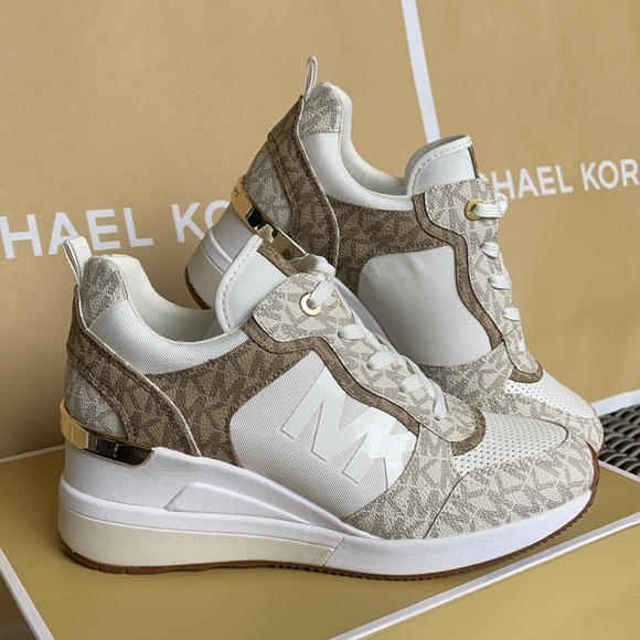 Michael Kors Crista Trainer Tech Canvas/MK Print 49F1CRFS1D OP WHITE/ECRU WMNS - Picture 7 of 16